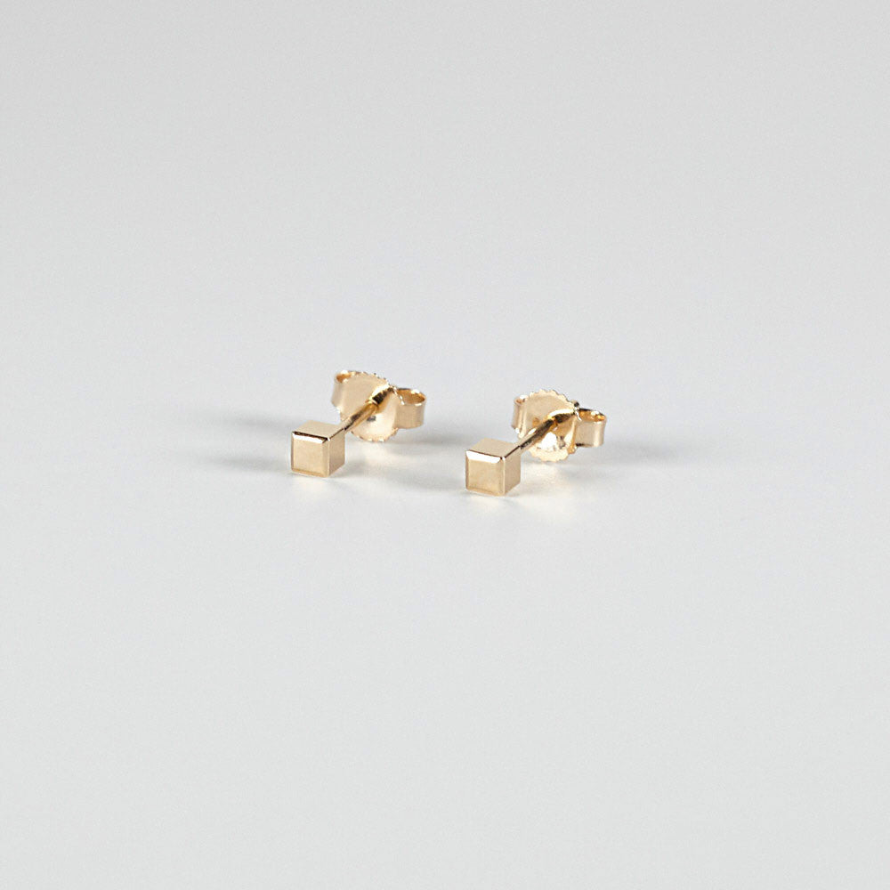 cube studs in 14K gold