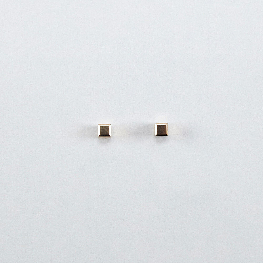 cube studs in 14K gold