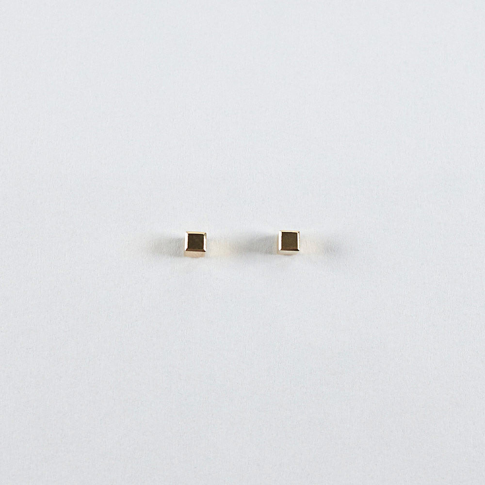 cube studs in 14K gold