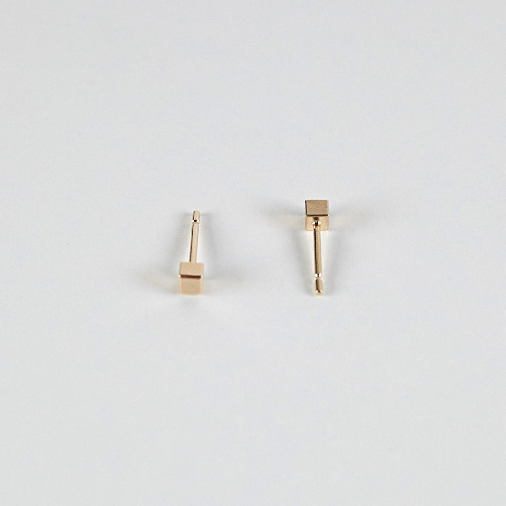 cube studs in 14K gold