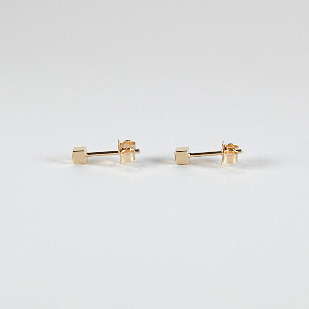 cube studs in 14K gold