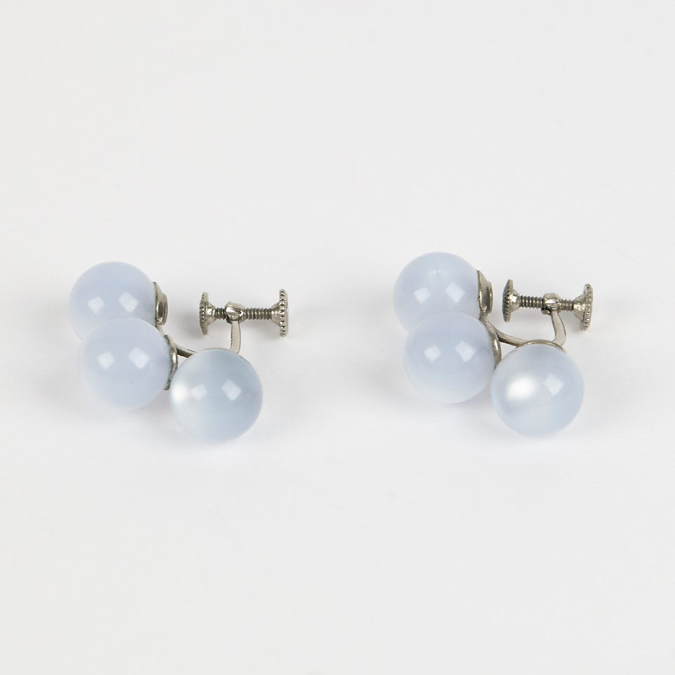 vintage mid century lucite blue pearl earrings