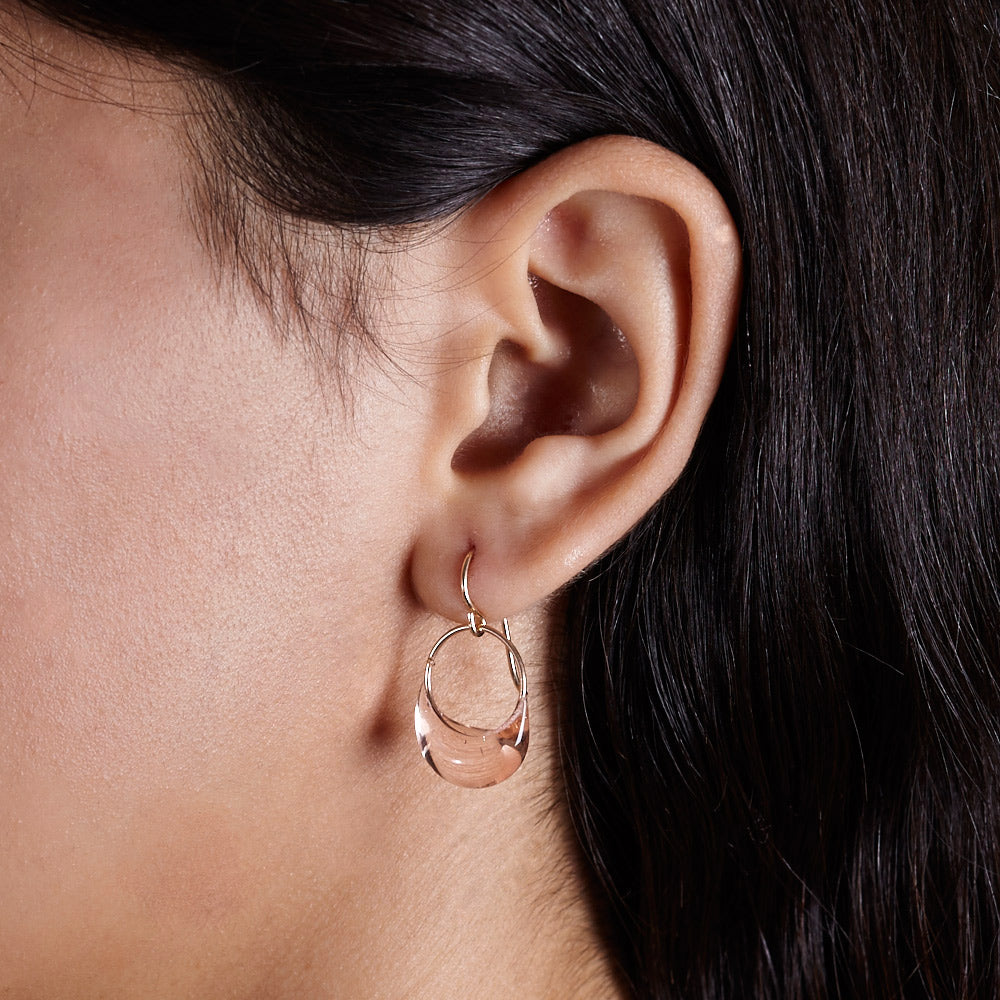 Half moon in light pink glass earrings