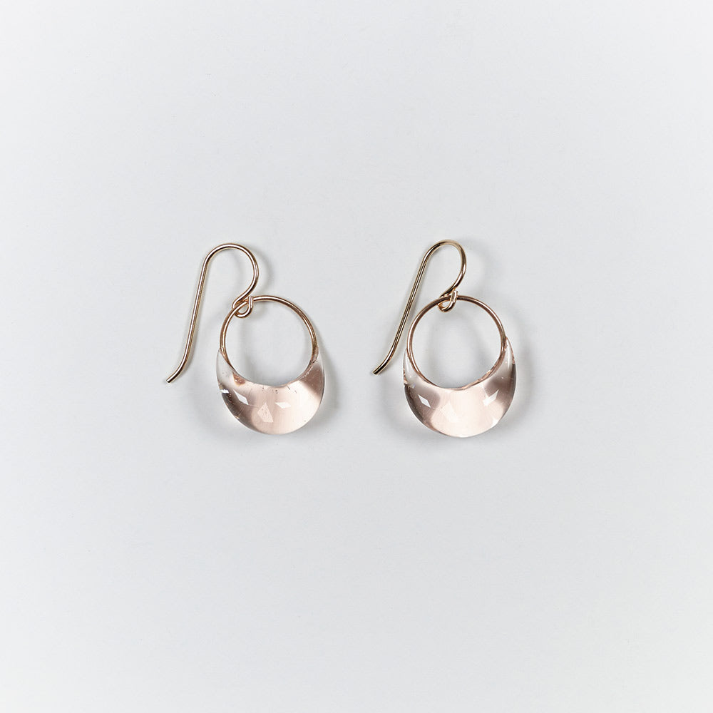 Half moon in light pink glass earrings