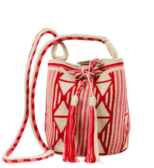 Mochila Red Salmon/Beige Wayuu Mini Bag